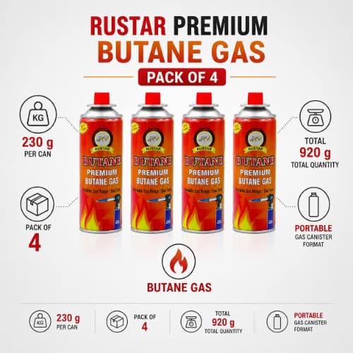 RUSTAR Premium Butane Gas 230g x 4 Cans