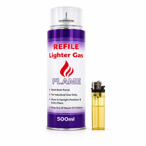 FLAME Refill Lighter Gas 500ml | Butane Gas Refill Canister