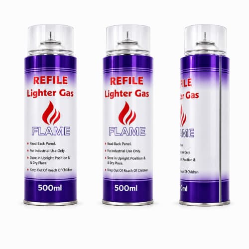 FLAME Refill Lighter Gas 500ml | Butane Gas Refill Canister