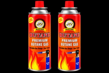 RUSTAR Premium Butane Gas 230g x 2 Cans | Portable Butane Gas Canister Pack