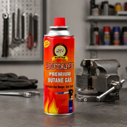 RUSTAR Premium Butane Gas 230g x 2 Cans | Portable Butane Gas Canister Pack