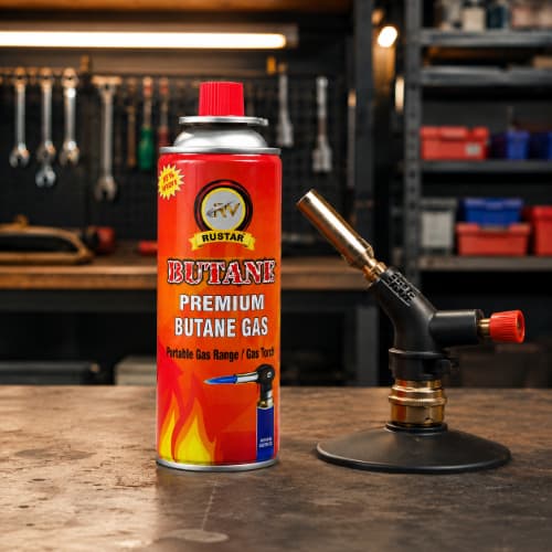 RUSTAR Premium Butane Gas 230g x 2 Cans | Portable Butane Gas Canister Pack