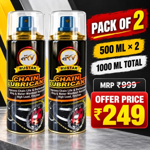 Rustar Chain Lubricant Spray for Bike & Motorcycle | 500ml × 2 Pack