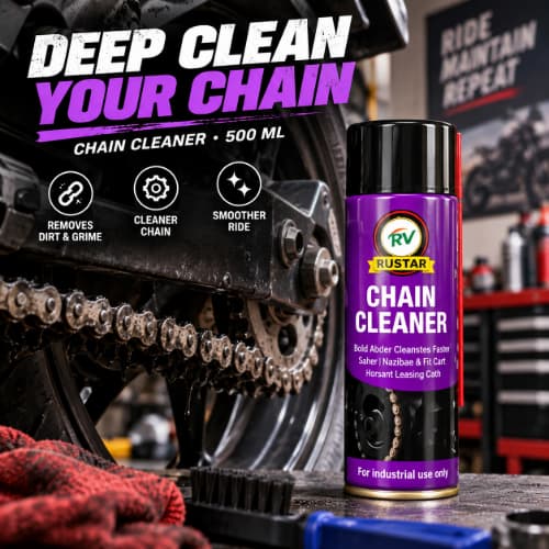Rustar Complete Bike Care Combo – 500ml Chain Lubricant + 500ml Chain Cleaner + 250ml Bike Polish + Brush + Sponge