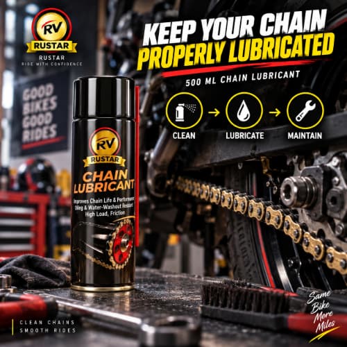 Rustar Complete Bike Care Combo – 500ml Chain Lubricant + 500ml Chain Cleaner + 250ml Bike Polish + Brush + Sponge