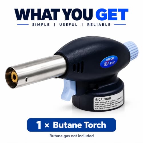 Rustar Butane Gas Torch Lighter – Refillable Adjustable Flame Blow Torch for Cooking, BBQ, Soldering & DIY