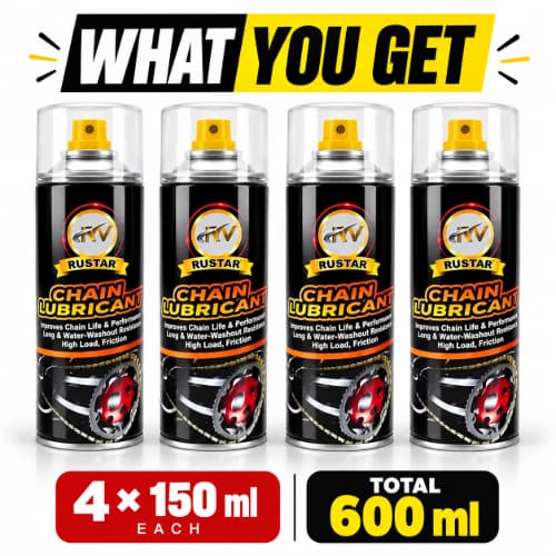 Rustar Chain Lubricant Pack of 4 – 150 ml Each | Motorcycle & Bike Chain Lube