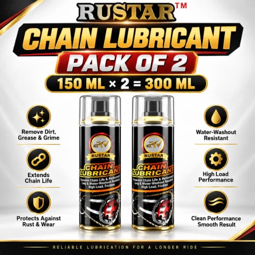 RUSTAR Chain Lubricant for Motorcycle & Bike Chain – Pack of 2, 150 ML Each