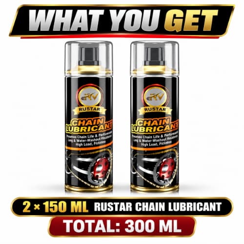 RUSTAR Chain Lubricant for Motorcycle & Bike Chain – Pack of 2, 150 ML Each