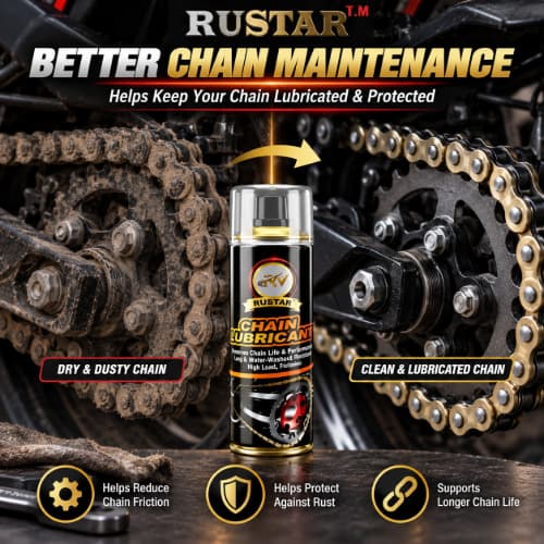 RUSTAR Chain Lubricant for Motorcycle & Bike Chain – Pack of 2, 150 ML Each