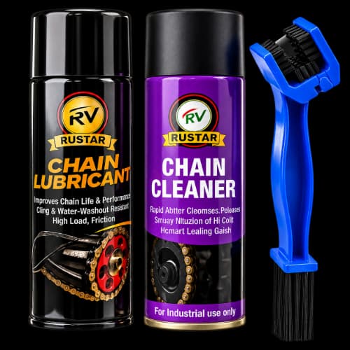 Rustar Chain Care Kit – Chain Cleaner & Lubricant 150ml Each with Cleaning Brush