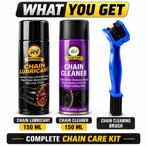 Rustar Chain Care Kit – Chain Cleaner & Lubricant 150ml Each with Cleaning Brush
