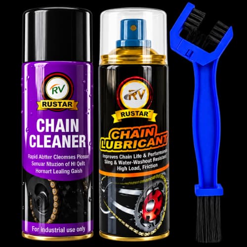 Rustar Chain Cleaner & Chain Lubricant Combo with Cleaning Brush 500ml + 500ml